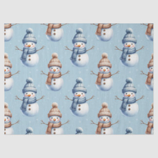 Süßer Schneemann Blaue Schnee Hintergrund Weihnach Seidenpapier