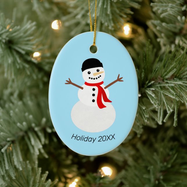 Süßer Schneemann-Feiertag Keramik Ornament (Baum)