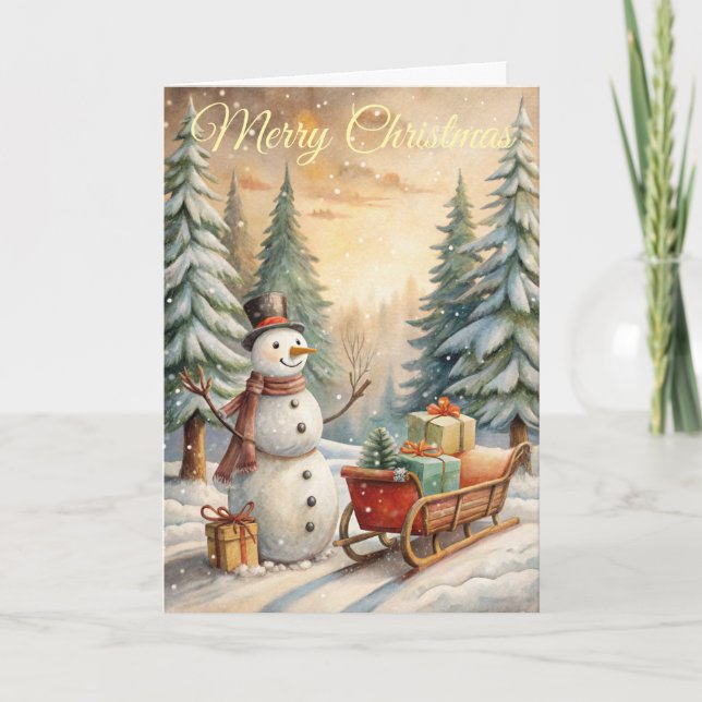 Süßer Schneemann Feiertagskarte (Vorderseite)