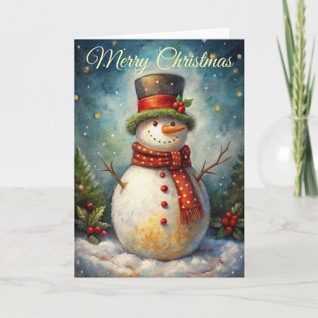 Süßer Schneemann Feiertagskarte (Vorderseite)