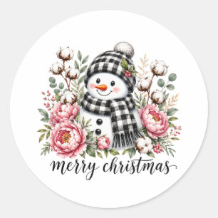 Süßer Schneemann Frohe Weihnachten Runder Aufkleber