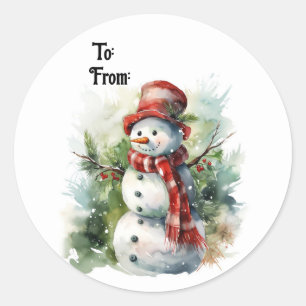 Süßer Schneemann-Geschenkaufkleber Runder Aufkleber