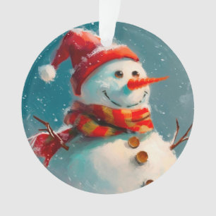 Süßer Schneemann im Vintage-Weihnachtsstil Ornament