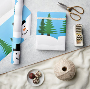 Süßer Schneemann im Winter-Wunderland Geschenkpapier