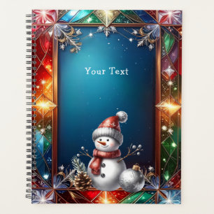 Süßer Schneemann in Buntglasrahmen Planer
