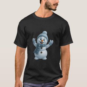Süßer Schneemann mit blauem Schal – Anbetungswürdi T-Shirt