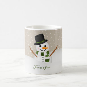 Süßer Schneemann mit individuellem Namen Weihnacht Tasse