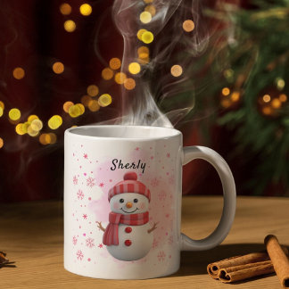Süßer Schneemann personalisierter Name Weihnachten Kaffeetasse