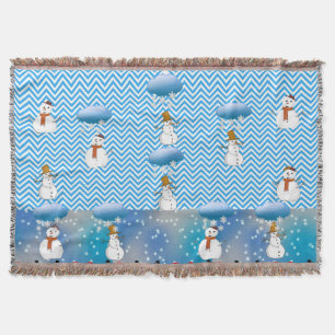 Süßer Schneemann Schnee Winter Chevron Blau Muster Decke