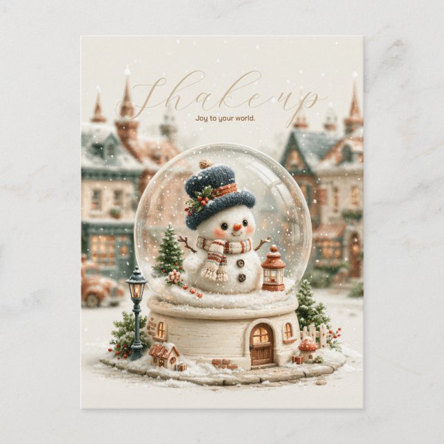 Süßer Schneemann-Schneeball Postkarte (Vorderseite)
