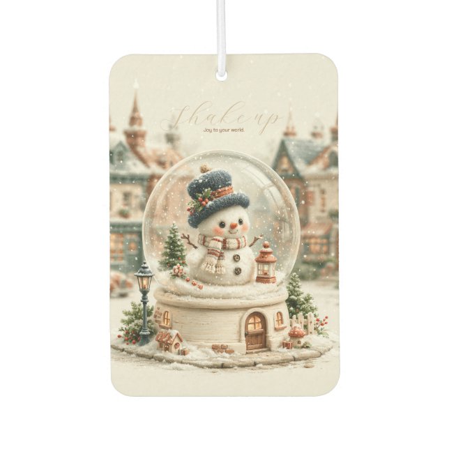 Süßer Schneemann-Schneekugel Autolufterfrischer (Vorderseite)