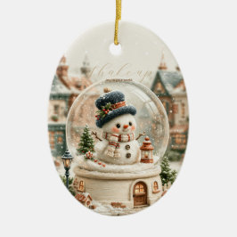 Süßer Schneemann-Schneekugel Keramik Ornament