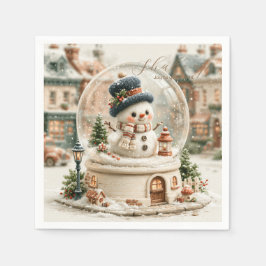 Süßer Schneemann-Schneekugel Serviette