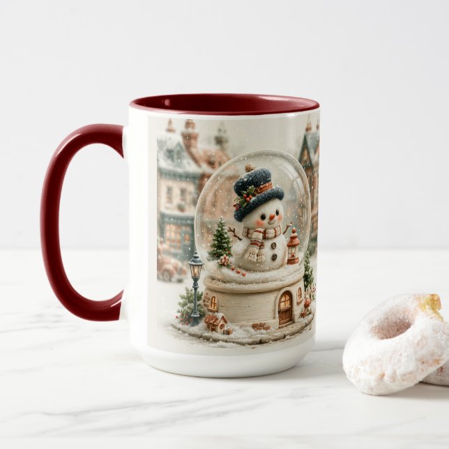 Süßer Schneemann-Schneekugelglobus Tasse (Mit Donut)