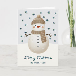 Süßer Schneemann Schneemuster Zeichnung Weihnachte Feiertagskarte