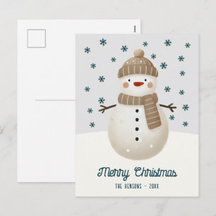 Süßer Schneemann Schneemuster Zeichnung Weihnachte Feiertagspostkarte