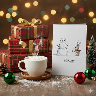 Süßer Schneemann und Kaninchen Feiertags-Weihnacht Feiertagskarte