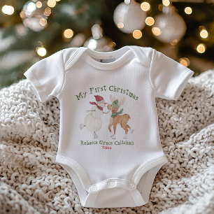 Süßer Schneemann und Rentier Mein erstes Weihnacht Baby Strampler