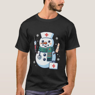 Süßer Schneemann-Weihnachts-Krankenpfleger Medizin T-Shirt