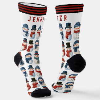 Süßer Schneemann Weiß Weihnachten personalisiert Socken