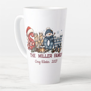 Süßer Schneemann Winter Persönlicher Familienname  Milchtasse