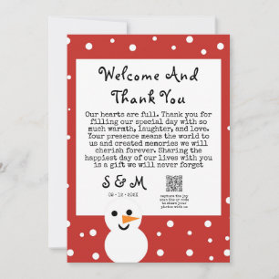 Süßer Schneemann Winterhochzeit Danke QR-Code Kart Mitteilungskarte