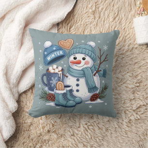 Süßer Schneemann Winterstimmung Weihnachten Urlaub Kissen