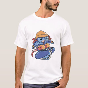 Süßer Schneesport Axolotl – Winter-Sport-Cartoon T-Shirt