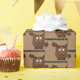 Süßer Schokoladen-Elch, lustiger Dessert-Wortwitz- Geschenkpapier