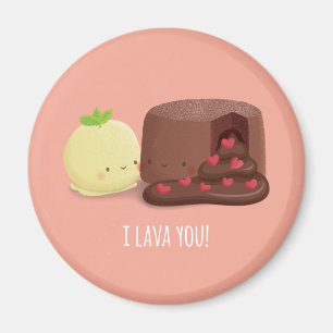 Süßer Schokoladen-Lava-Kuchen und Eis-Pun-Magnet Magnet