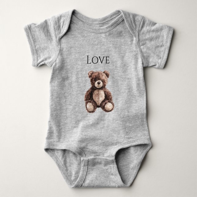Süßer Schokoladenbrauner Teddybär Baby Strampler (Vorderseite)