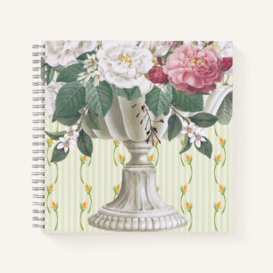 Süßer schöner retro Blumentopf grün rosa Streifen Notizbuch