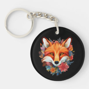 Süßer Schöner Wasserfarben-Fuchs-Blume Schlüsselanhänger