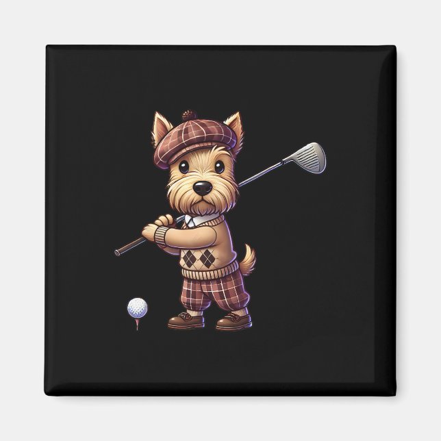 Süßer Schottischer Terrier spielt Golf Golfer Golf Magnet (Vorne)