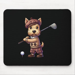 Süßer Schottischer Terrier spielt Golf Golfer Golf Mousepad