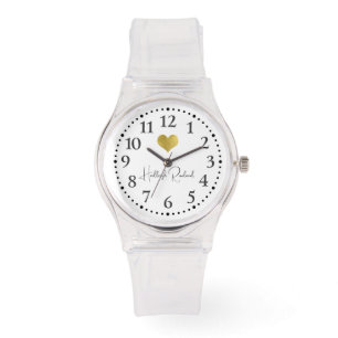 Süßer Schriftname Gold Herz Monogramm Armbanduhr
