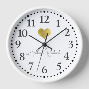 Süßer Schriftname Gold Herz Monogramm Uhr