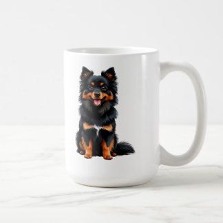Süßer Schwarz-Tan Pomeranian-Welpe Kaffeetasse