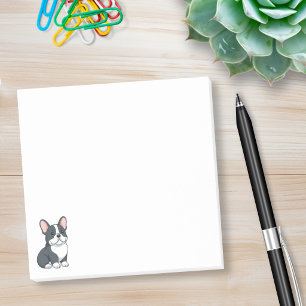 Süßer Schwarz-Weiß Französische Bulldogge Post-it Klebezettel