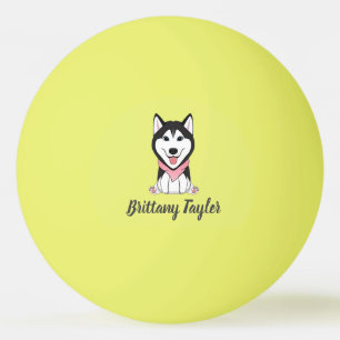 Süßer schwarz-weißer Husky-Hund Tischtennisball
