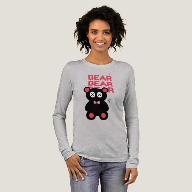 Süßer schwarzer Bär Minimalistisches Grafikdesign  Tri-Blend Shirt (Volle Vorderseite)