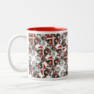 Süßer schwarzer brauner Dachshund-Welpe Weihnachts Zweifarbige Tasse