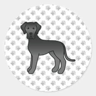 Süßer schwarzer Cartoon-Hund der Rasse Deutsche Do Runder Aufkleber