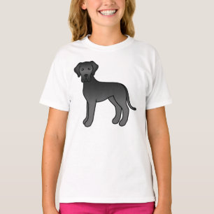 Süßer schwarzer Cartoon-Hund der Rasse Deutsche Do T-Shirt