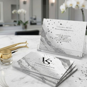 Süßer schwarzer Diamant Glitter Marmor Achat Monog Quadratische Visitenkarte