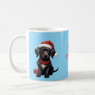 Süßer schwarzer Hund zu Weihnachten Kaffeetasse