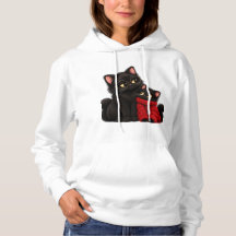 Süßer schwarzer Katzen-Hoodie - Gemütliche schwarz