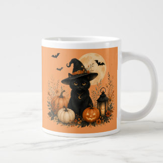 Süßer schwarzer Katzen-Kürbis Halloween Jumbo-Tasse