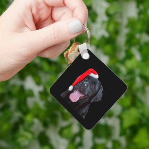 Süßer schwarzer Lab Santa Weihnachten Hund Lustige Schlüsselanhänger