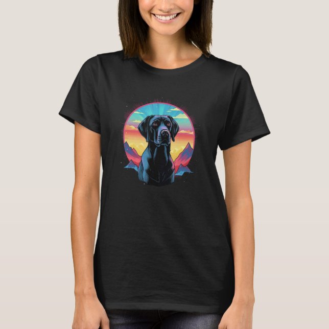 Süßer schwarzer Lab Schwarzer Labrador Retriever W T-Shirt (Vorderseite)